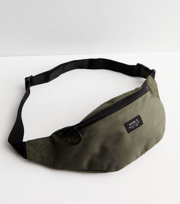Khaki Zip Front Label Bum Bag