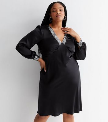 New look shop black satin dress