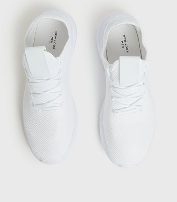 White Knit Lace Up Trainers New Look