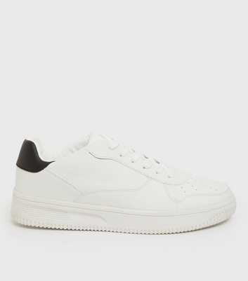 White Lace Up Contrast Panel Trainers