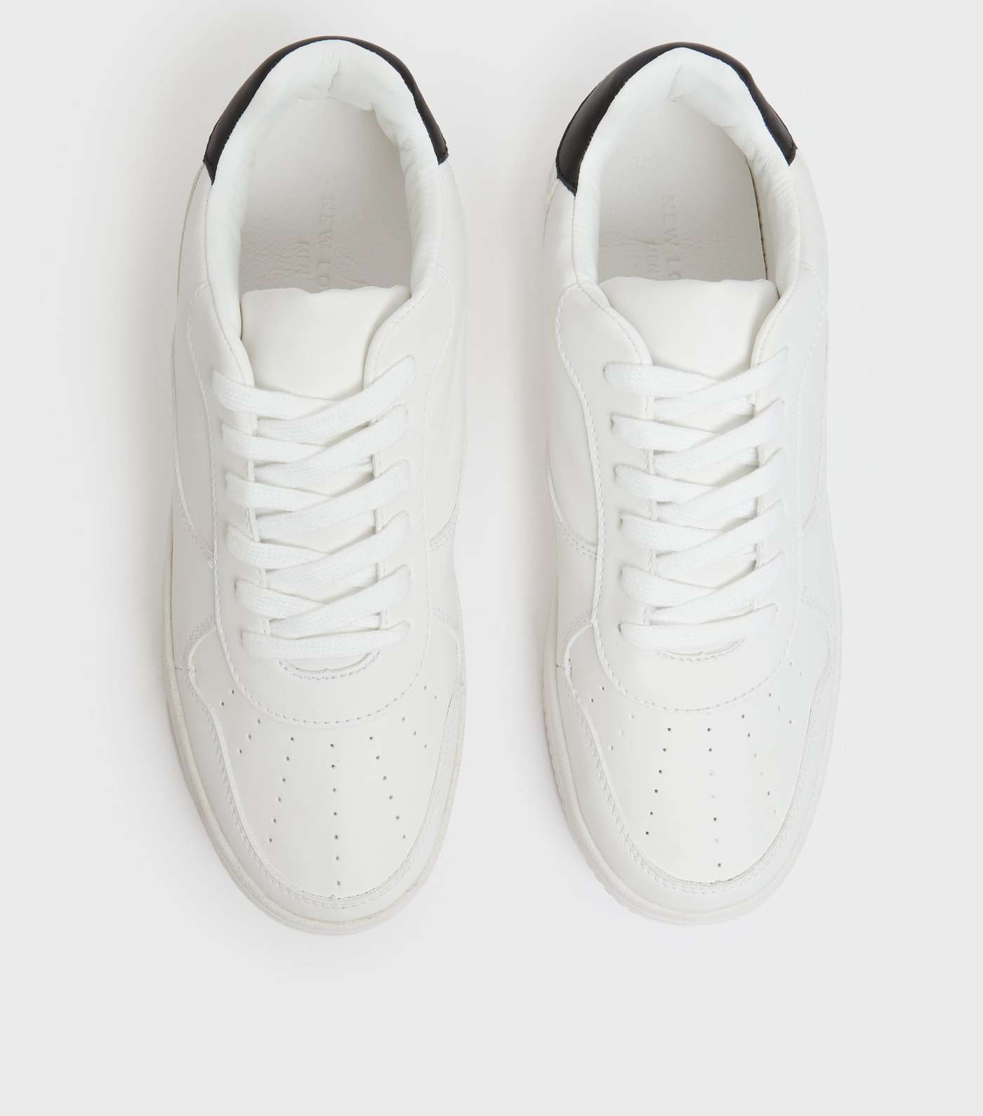 White Lace Up Contrast Panel Trainers Image 3