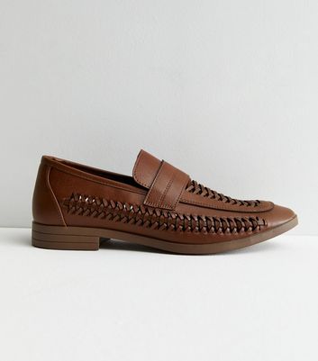 Leather woven loafers mens sale