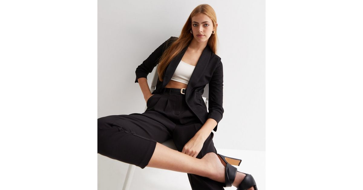 Cutie London Black 3/4 Sleeve Slim Fit Blazer New Look