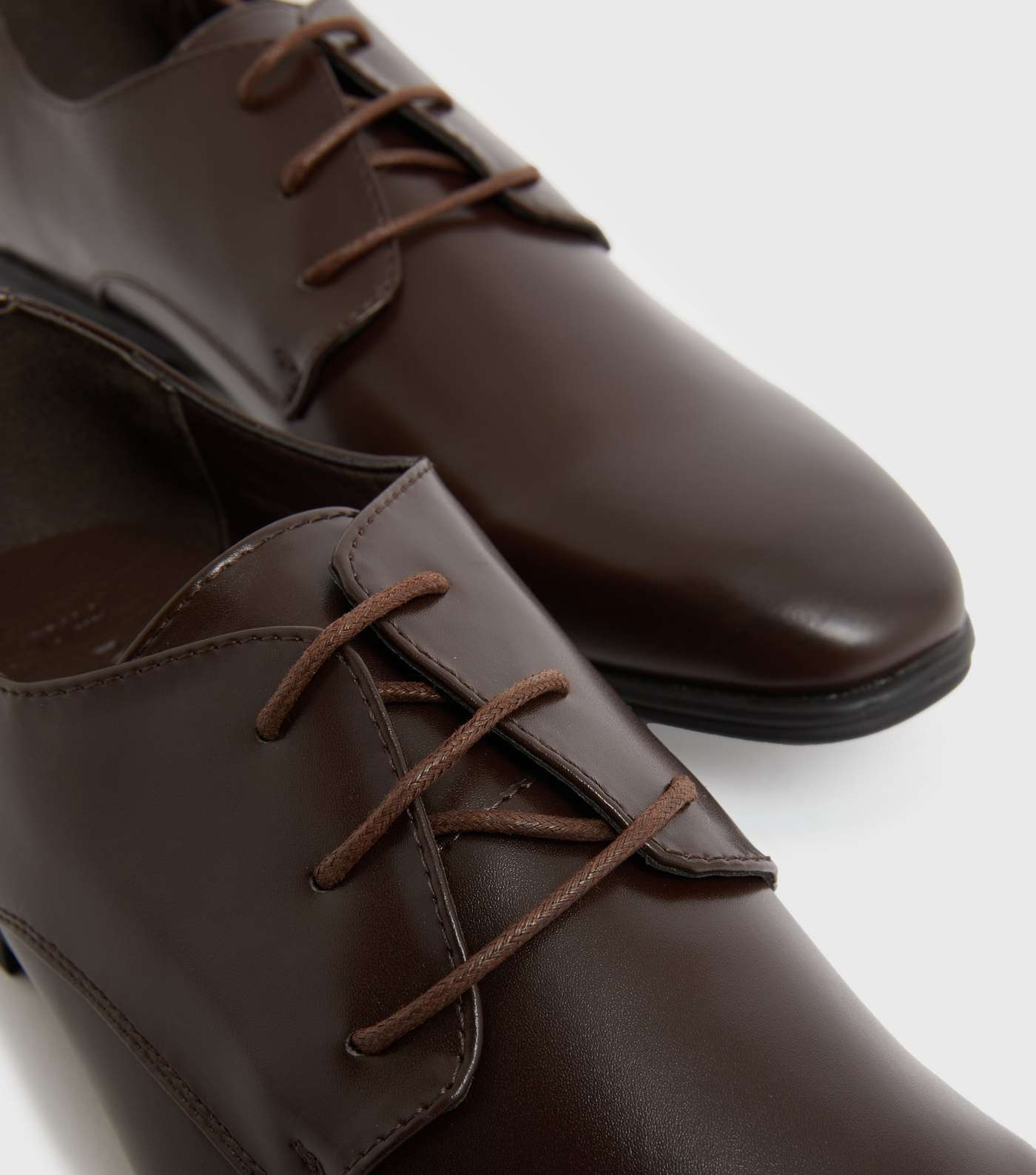 Dark Brown Lace Up Rounded Brogues Image 4
