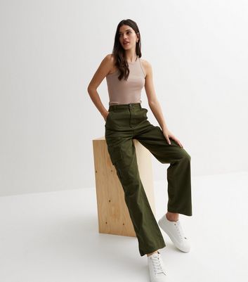 Green Tiger Print Wide Leg Trousers  New Look