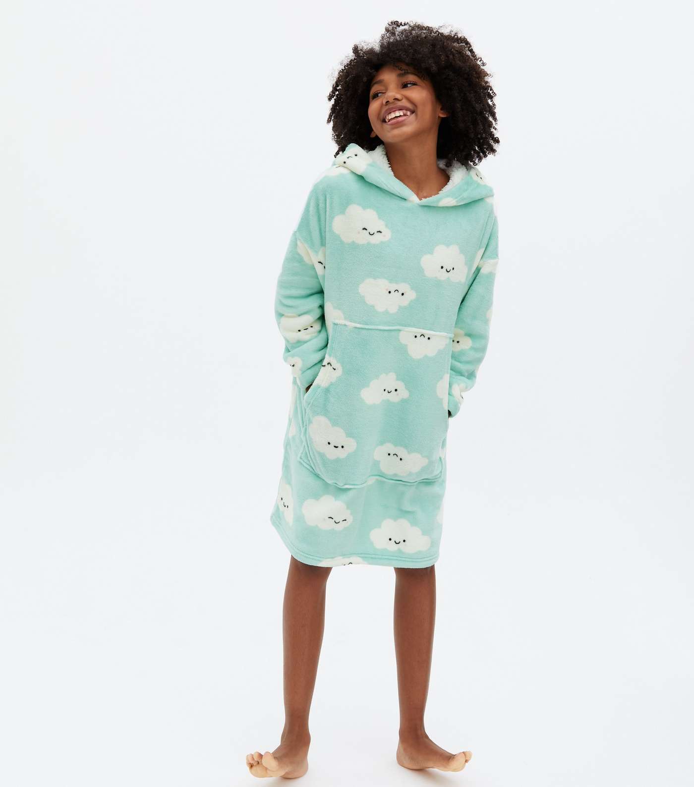 Girls Mint Green Cloud Fleece Oversized Blanket Hoodie Image 2