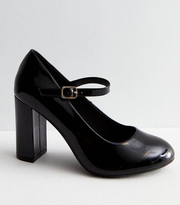 Black patent wide fit court clearance shoes