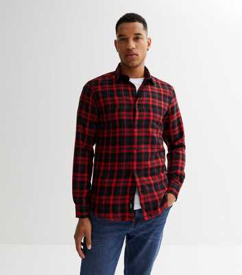 Only & Sons Dark Red Check Long Sleeve Shirt