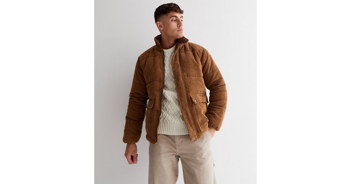 Only & Sons Rust Cord Puffer Jacket | New Look