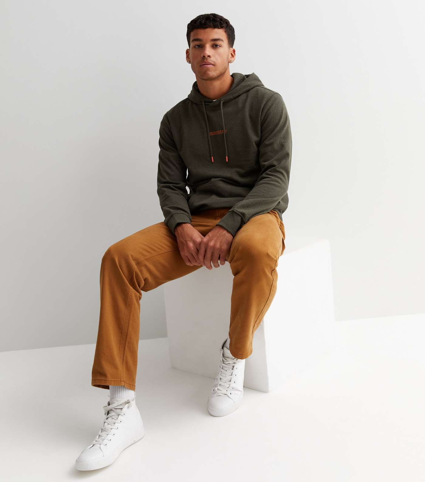 Only & Sons Khaki Logo Hoodie Image 3