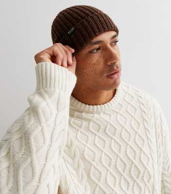 Only & Sons Dark Brown Ribbed Knit Beanie