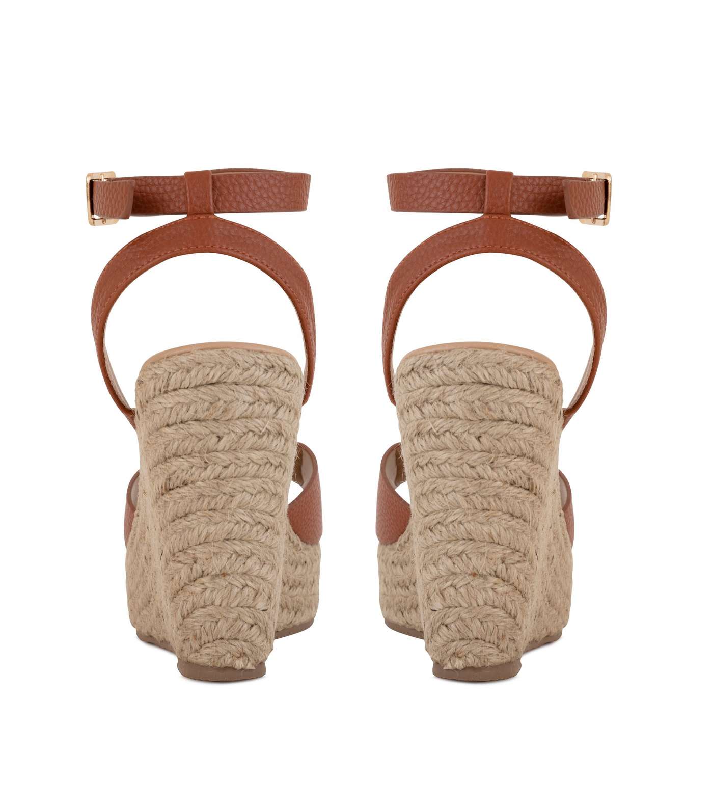 South Beach Tan Leather-Look Espadrille Wedge Sandals Image 4