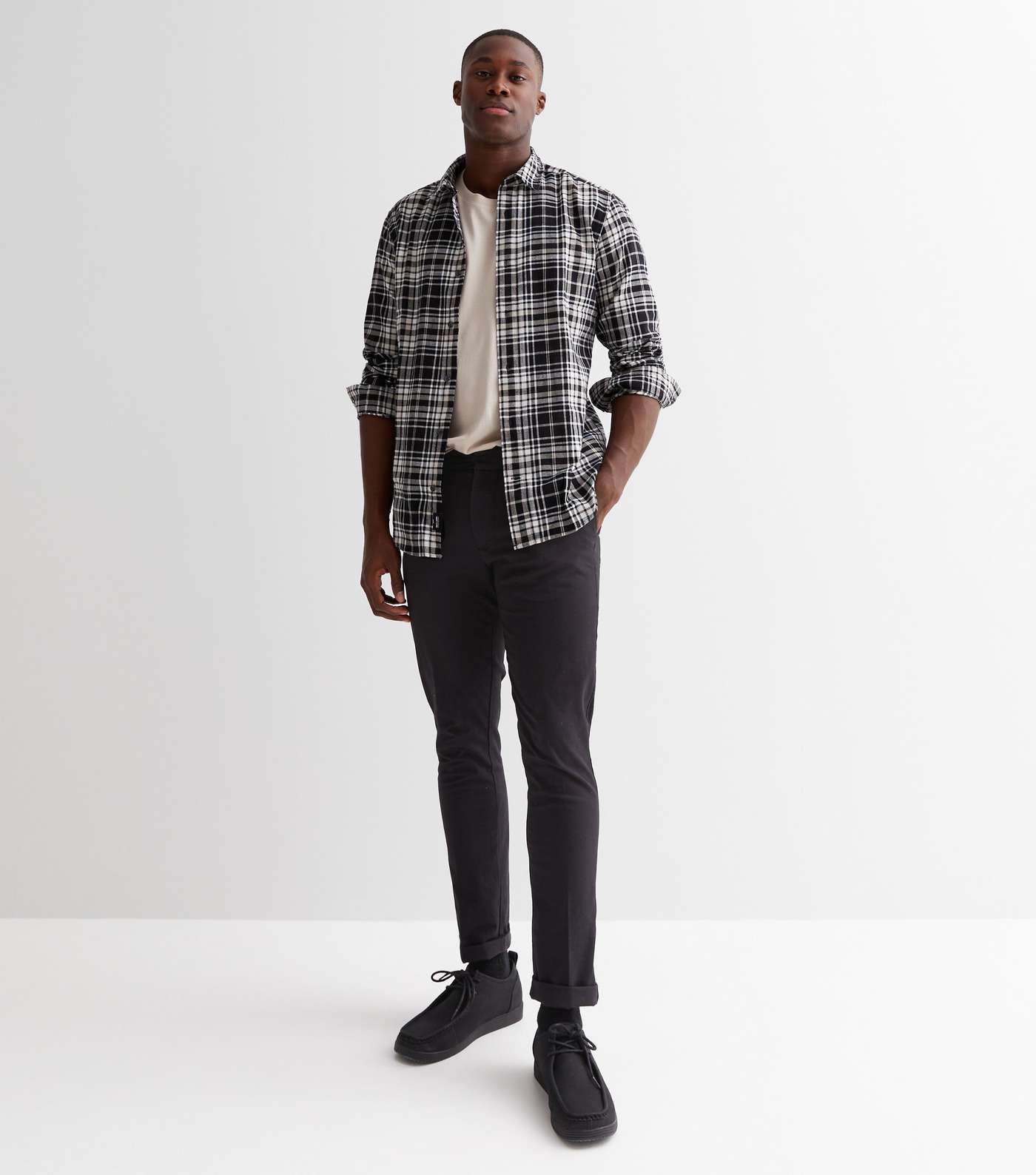 Only & Sons Black Check Long Sleeve Shirt Image 3
