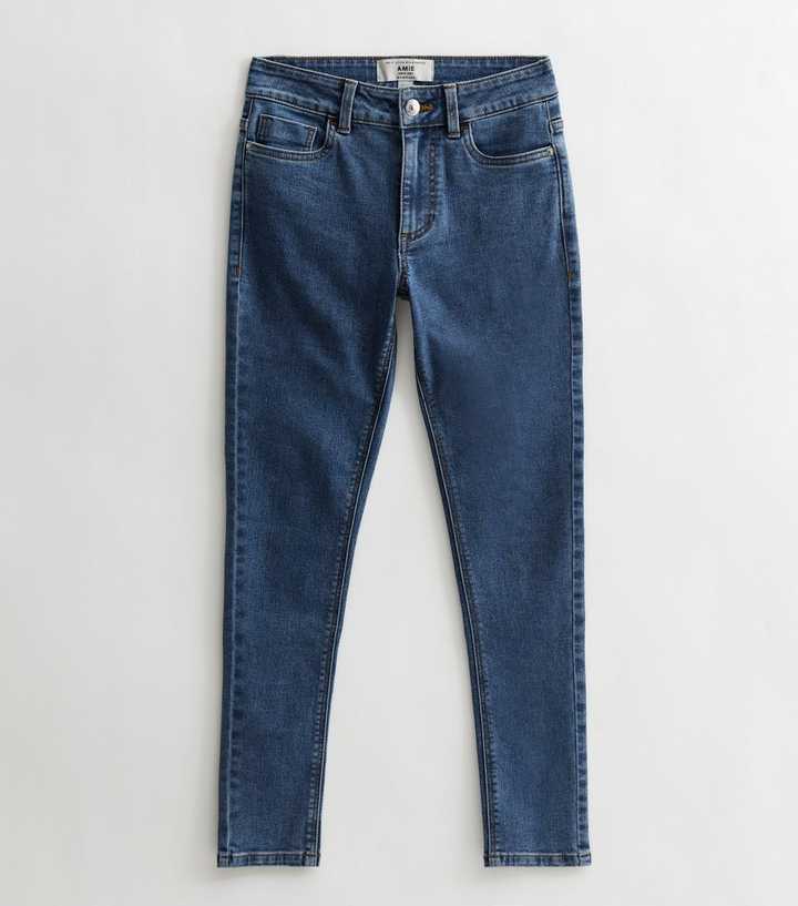 Blue Ripped Mid Rise Amie Skinny Jeans