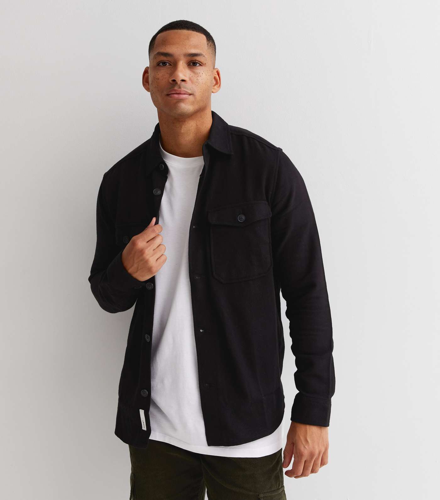 Only & Sons Black Pocket Front Button Shacket Image 3