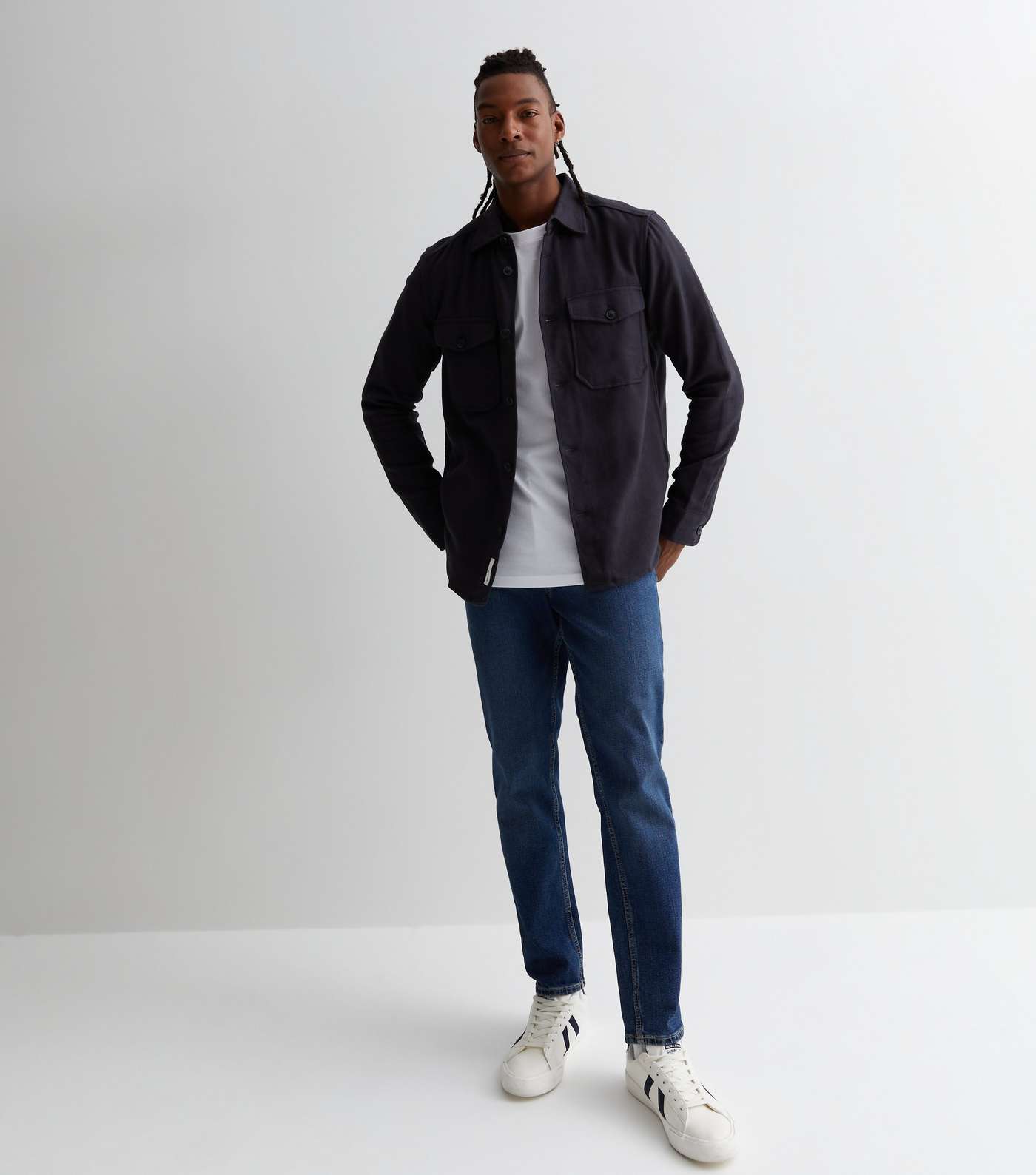 Only & Sons Navy Pocket Front Button Shacket Image 2