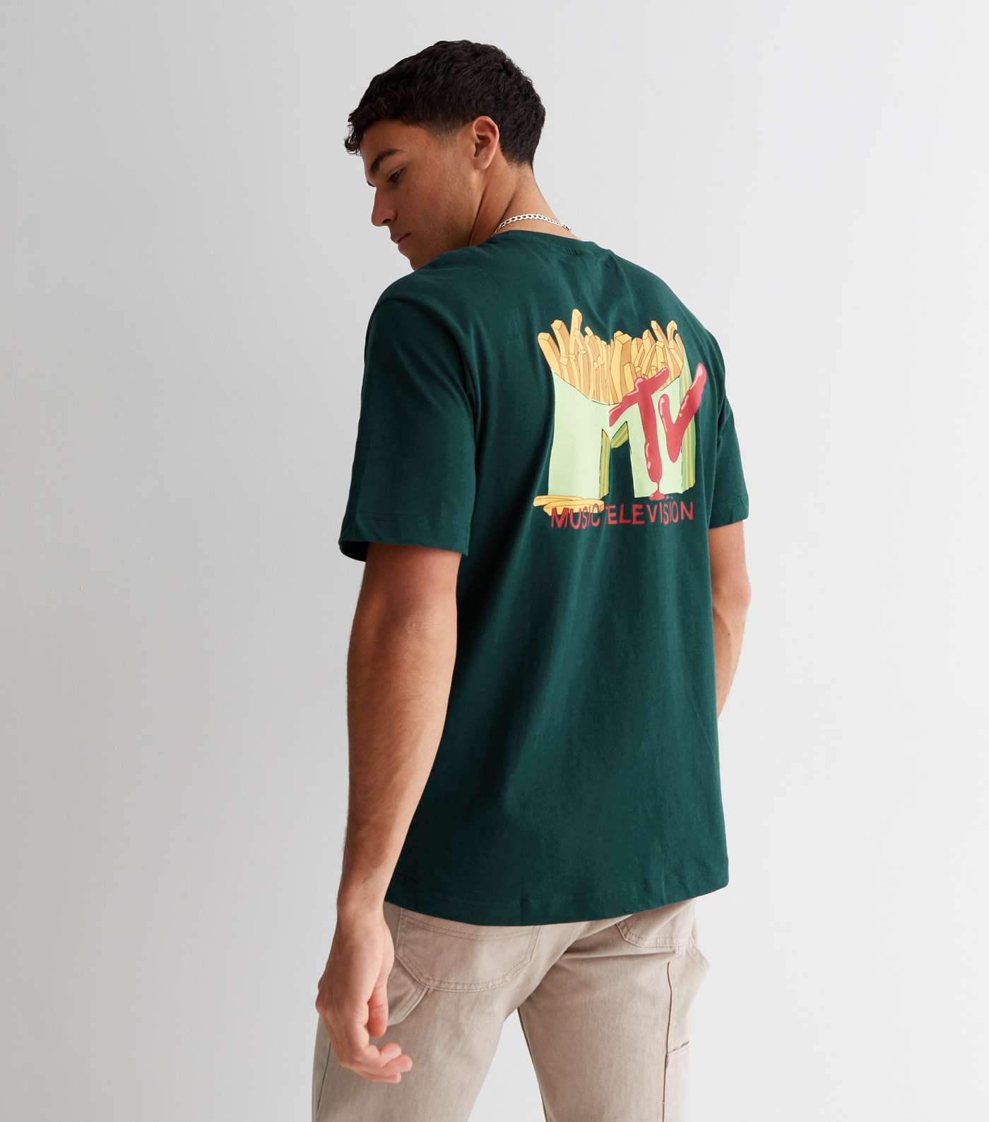 Only & Sons Dark Green MTV Front and Back Logo T-Shirt Image 4