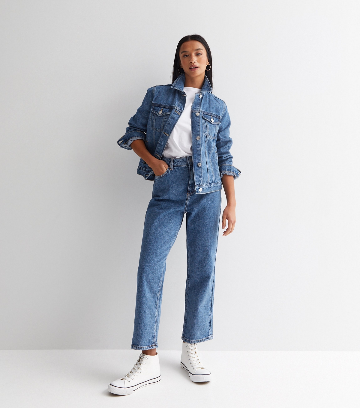 Women's Petite Blue Ankle Grazing Hannah Straight Leg Jeans New Look