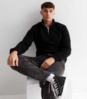 Black half zip jumper mens online