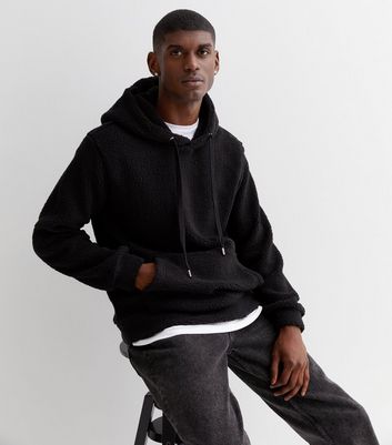 New look mens black hoodie best sale