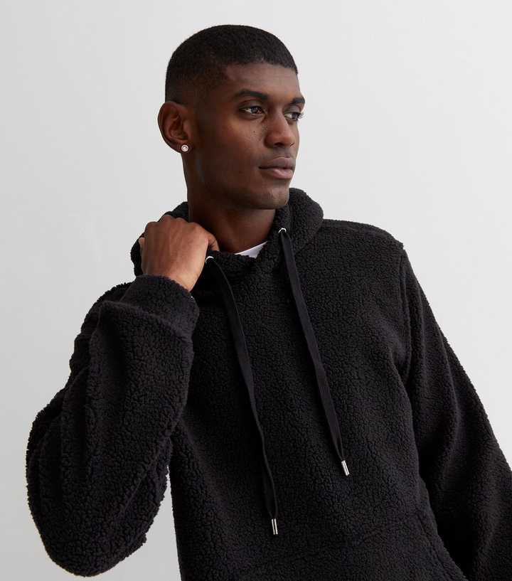 Only u0026 Sons Black Teddy Hoodie | New Look