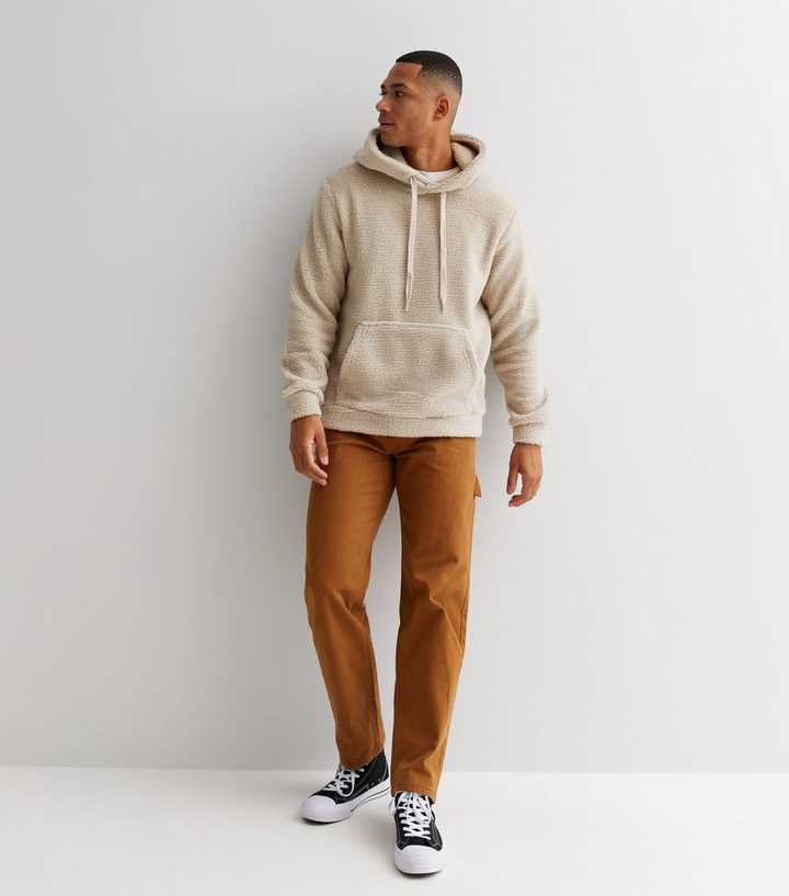 Only u0026 Sons Stone Teddy Hoodie | New Look
