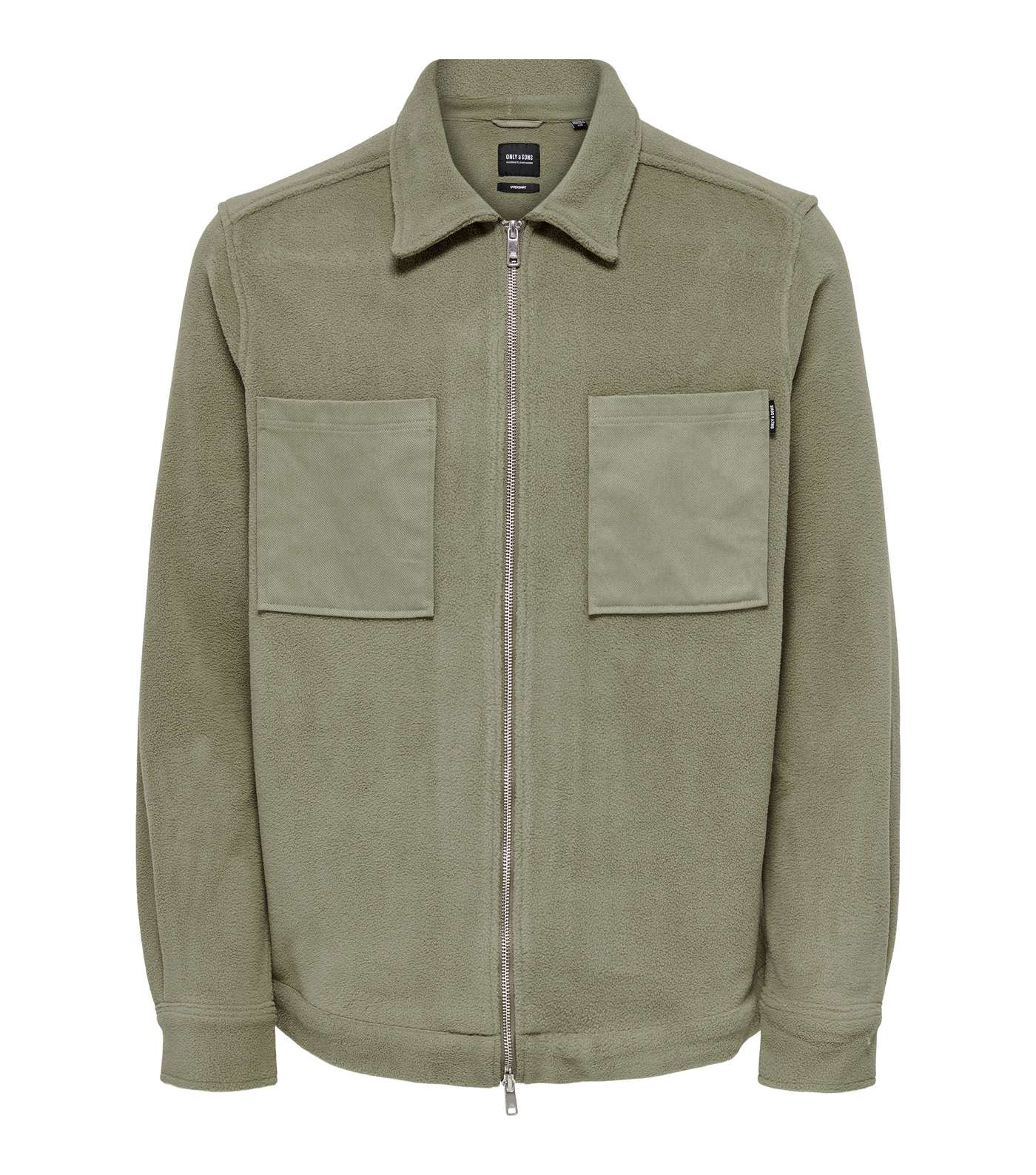 Only & Sons Stone Teddy Fleece Pocket Front Jacket Image 5