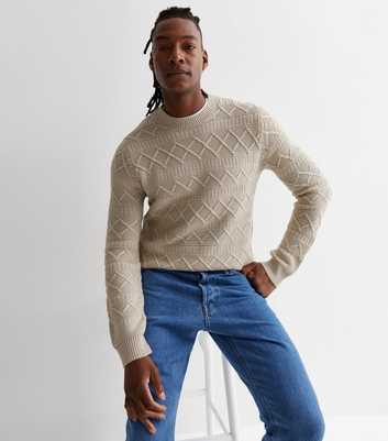 Only & Sons Stone Textured Knit Crew Neck Jumper