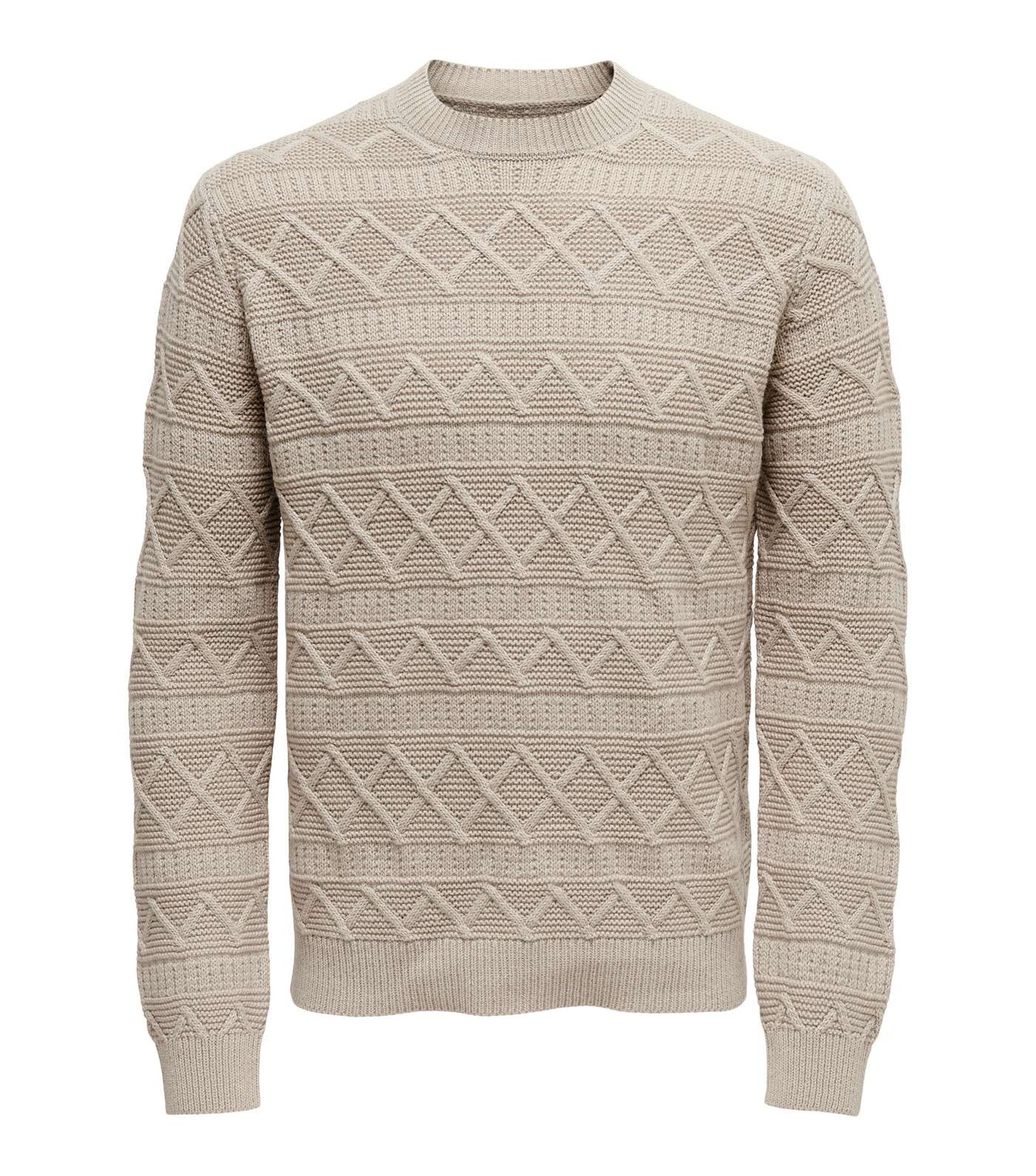 Only & Sons Stone Textured Knit Crew Neck Jumper Image 5
