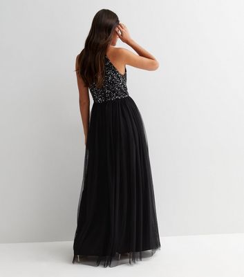 Maya black sequin 2024 fishtail maxi dress