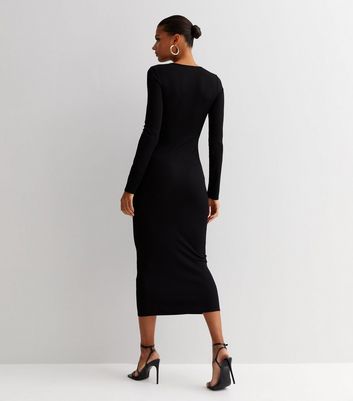 Black Ribbed Jersey Long Sleeve Chain 