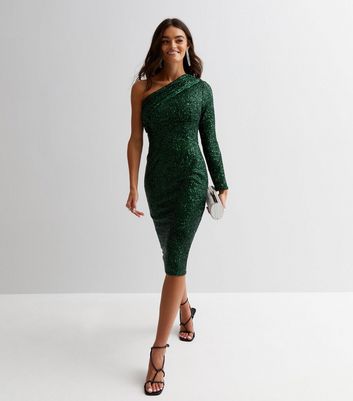 Green sequin cheap midi dress