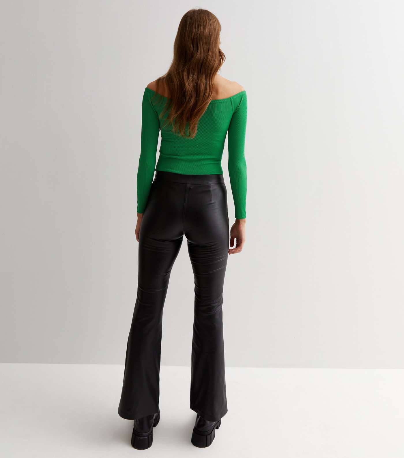 Green Ribbed Jersey Bardot Thong Bodysuit Image 4