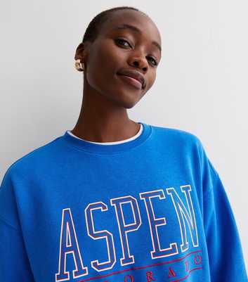 Tall Blue Crew Neck Long Sleeve Aspen Logo Sweatshirt