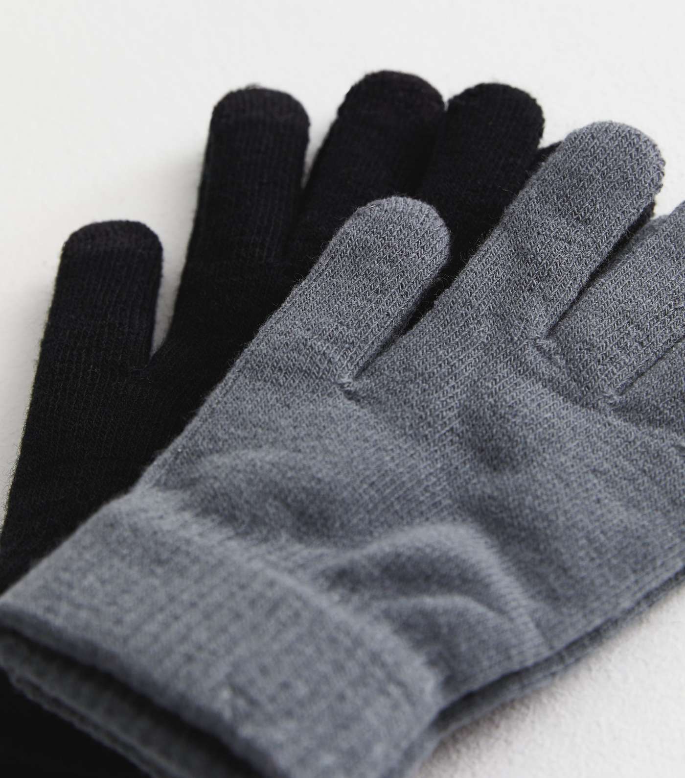2 Pack Light Grey and Black Smart Gloves Image 2