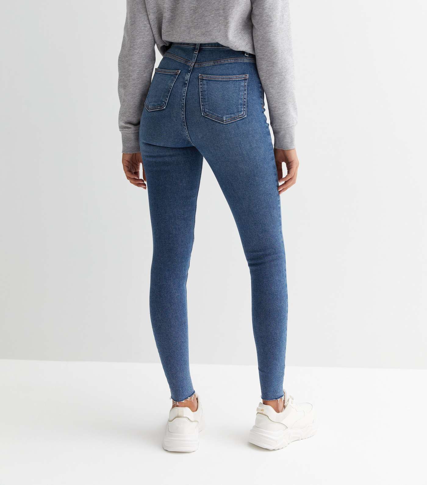 Tall Blue High Waist Hallie Super Skinny Jeans Image 4