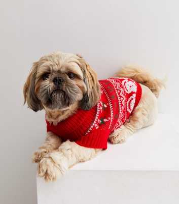 Red Fair Isle Christmas Dog Jumper