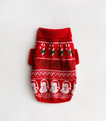 Red Fair Isle Christmas Dog Jumper New Look