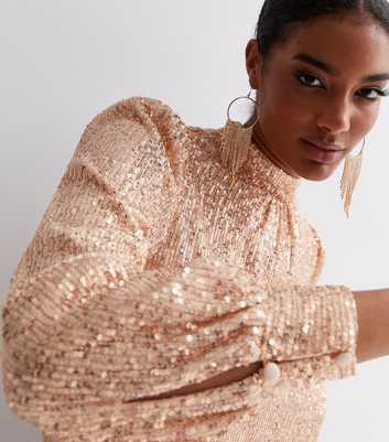 Gini London Pale Pink Sequin Long Sleeve Top