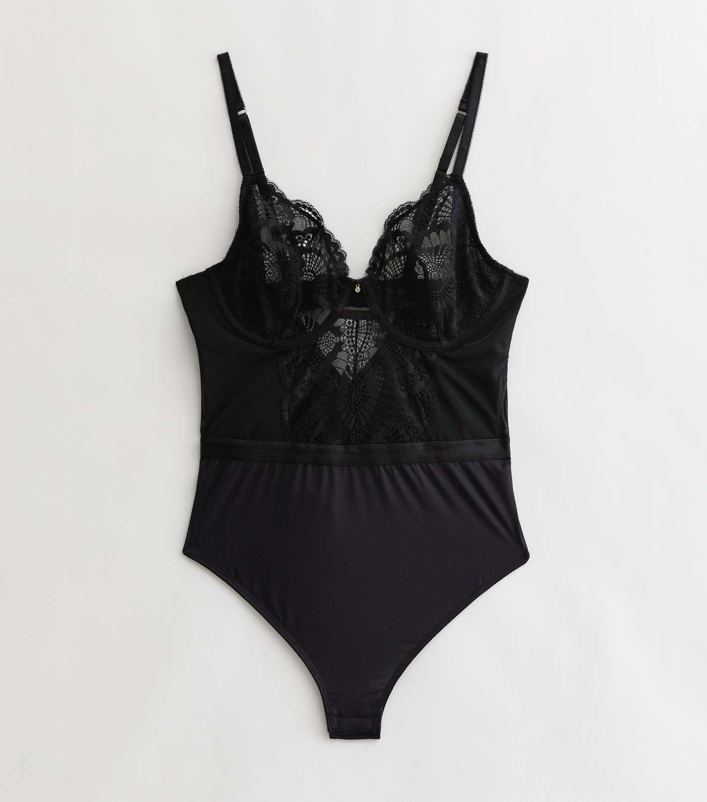 Black Lace Underwired Strappy Bodysuit Image 5