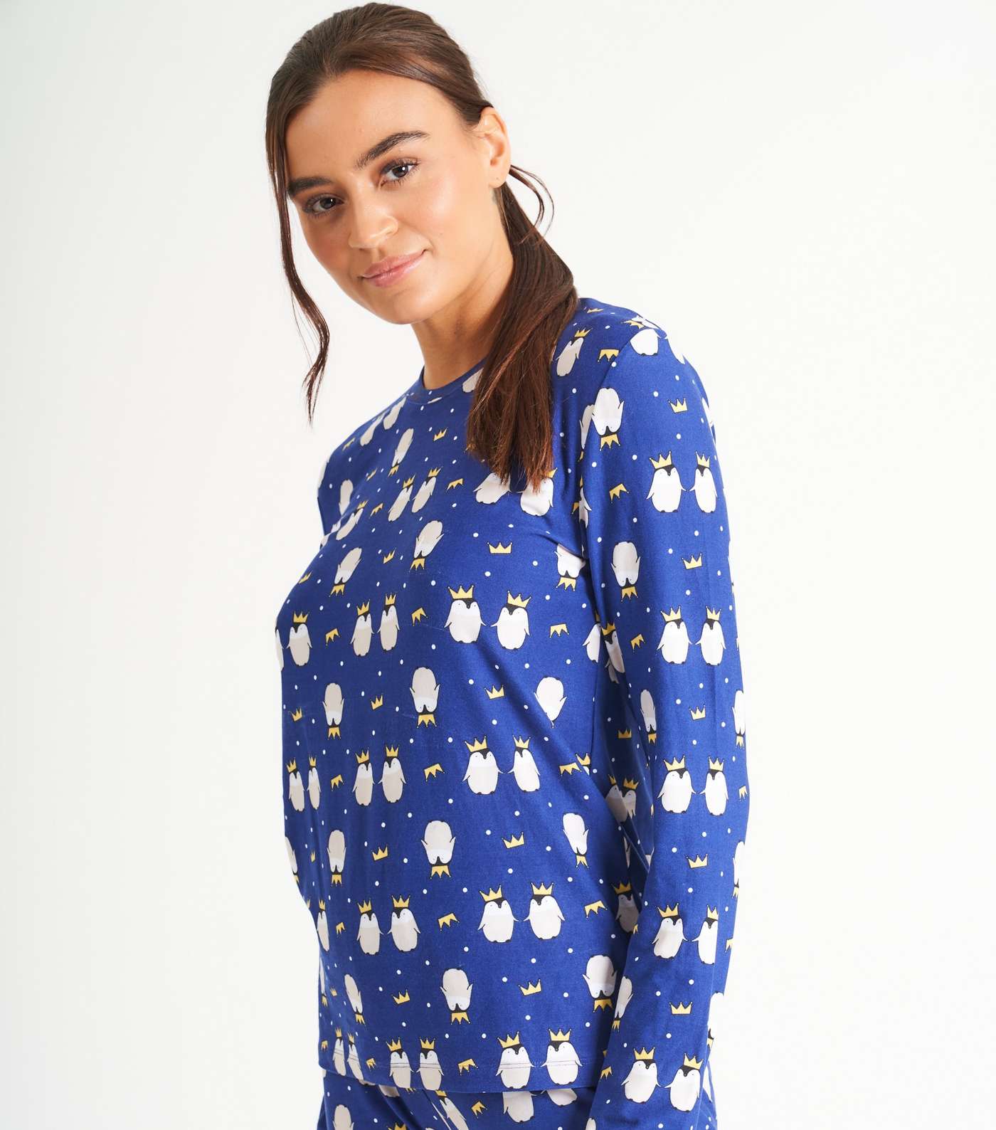 Loungeable Blue Legging Pyjama Set with Penguin Print Image 2