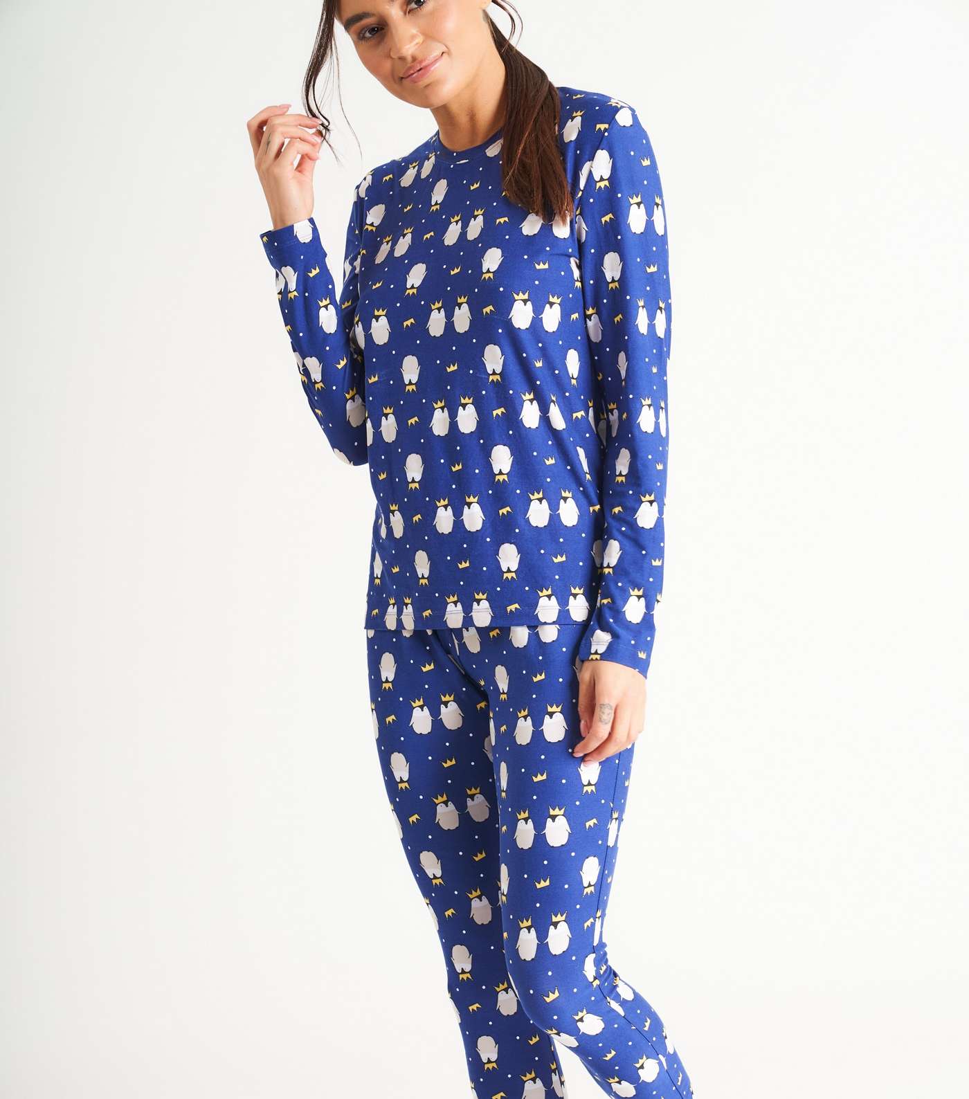 Loungeable Blue Legging Pyjama Set with Penguin Print Image 4