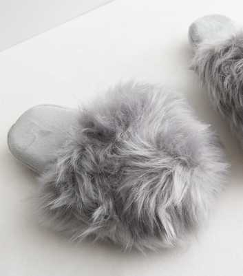 Loungeable Pale Grey Faux Fur Dome Slippers