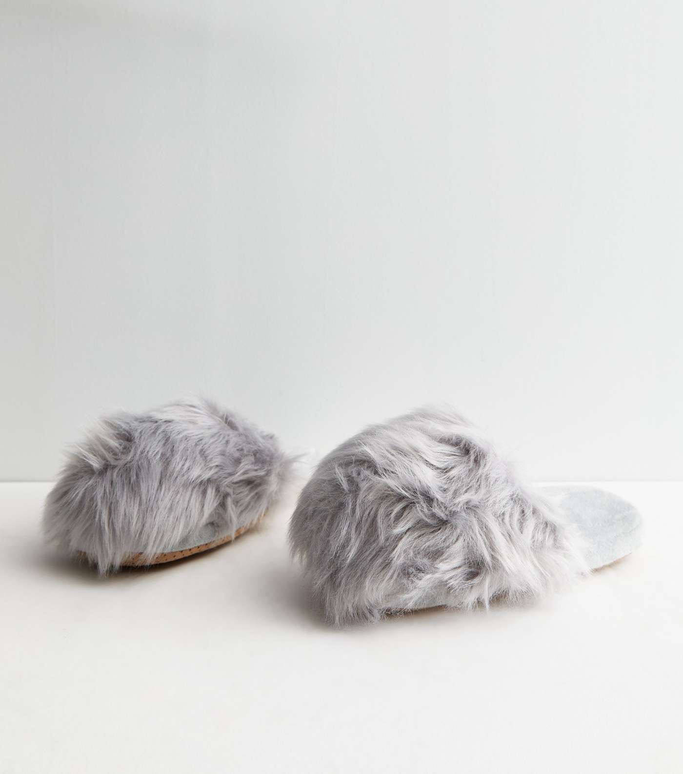 Loungeable Pale Grey Faux Fur Dome Slippers Image 3