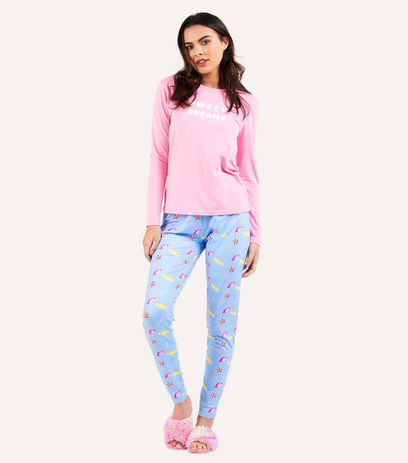 Loungeable Pink Pyjama Set with Sweet Dreams Logo Image 2