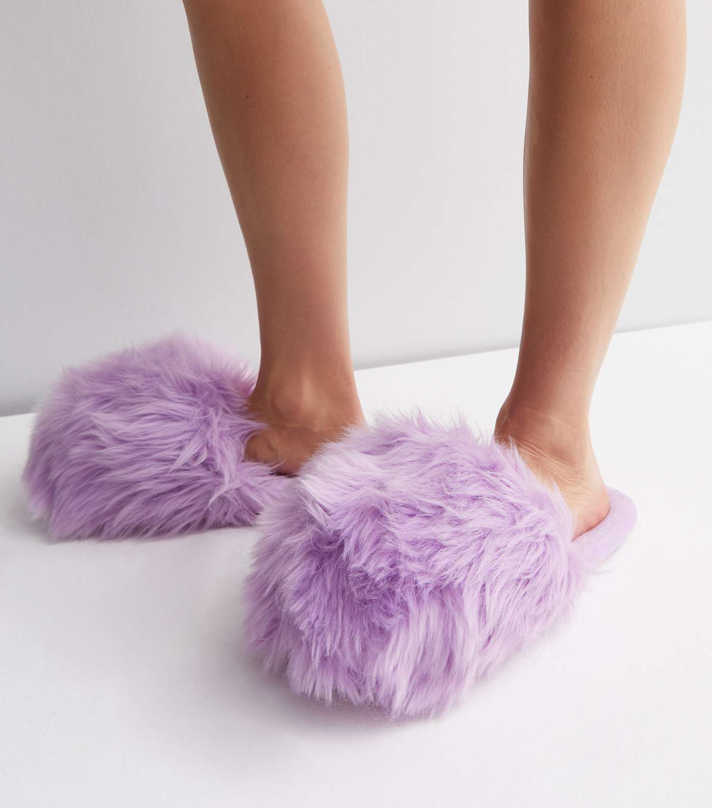 Loungeable Lilac Faux Fur Dome Slippers Image 2