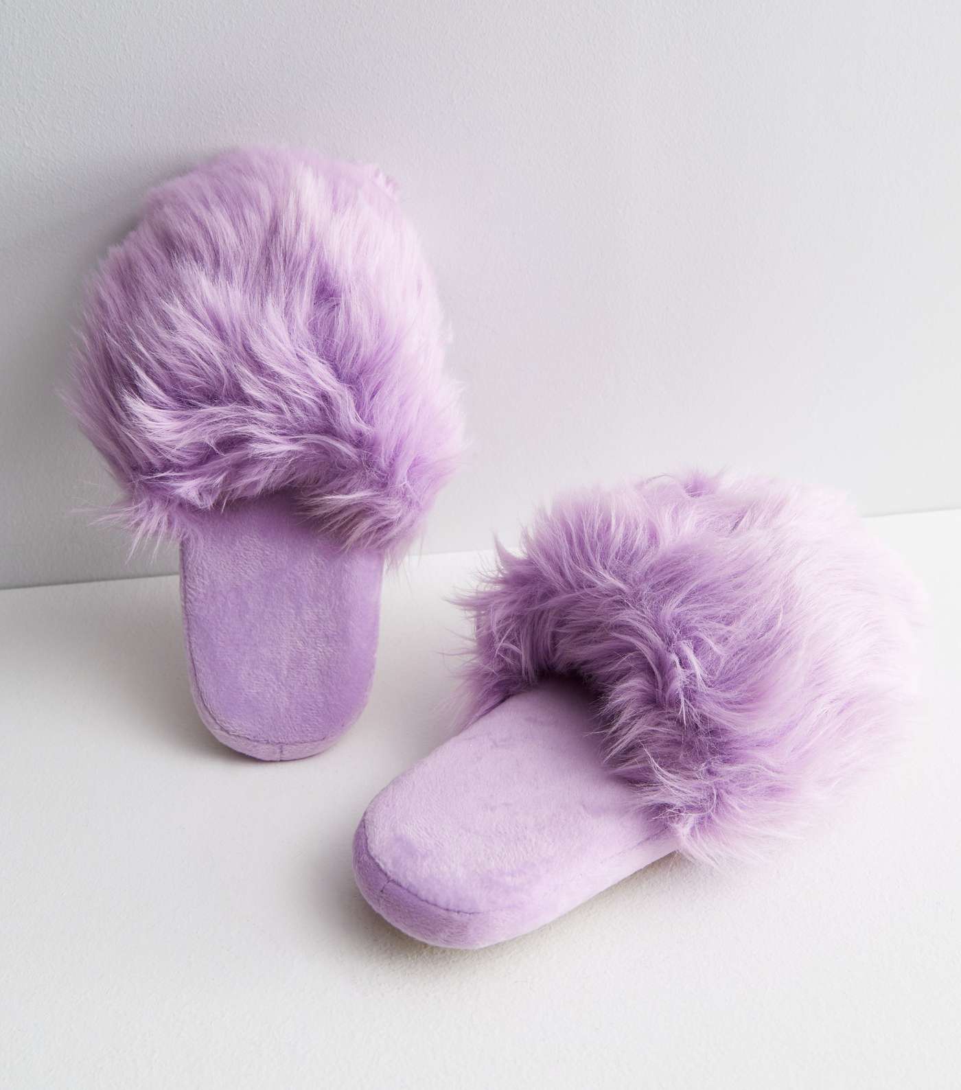 Loungeable Lilac Faux Fur Dome Slippers Image 4
