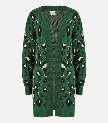 Green shop leopard cardigan