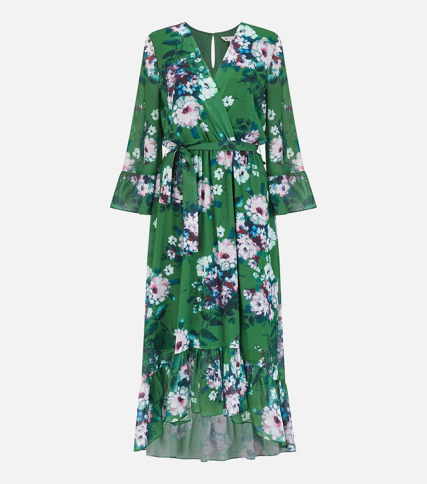 Yumi Green Floral Midi Wrap Dress Image 6