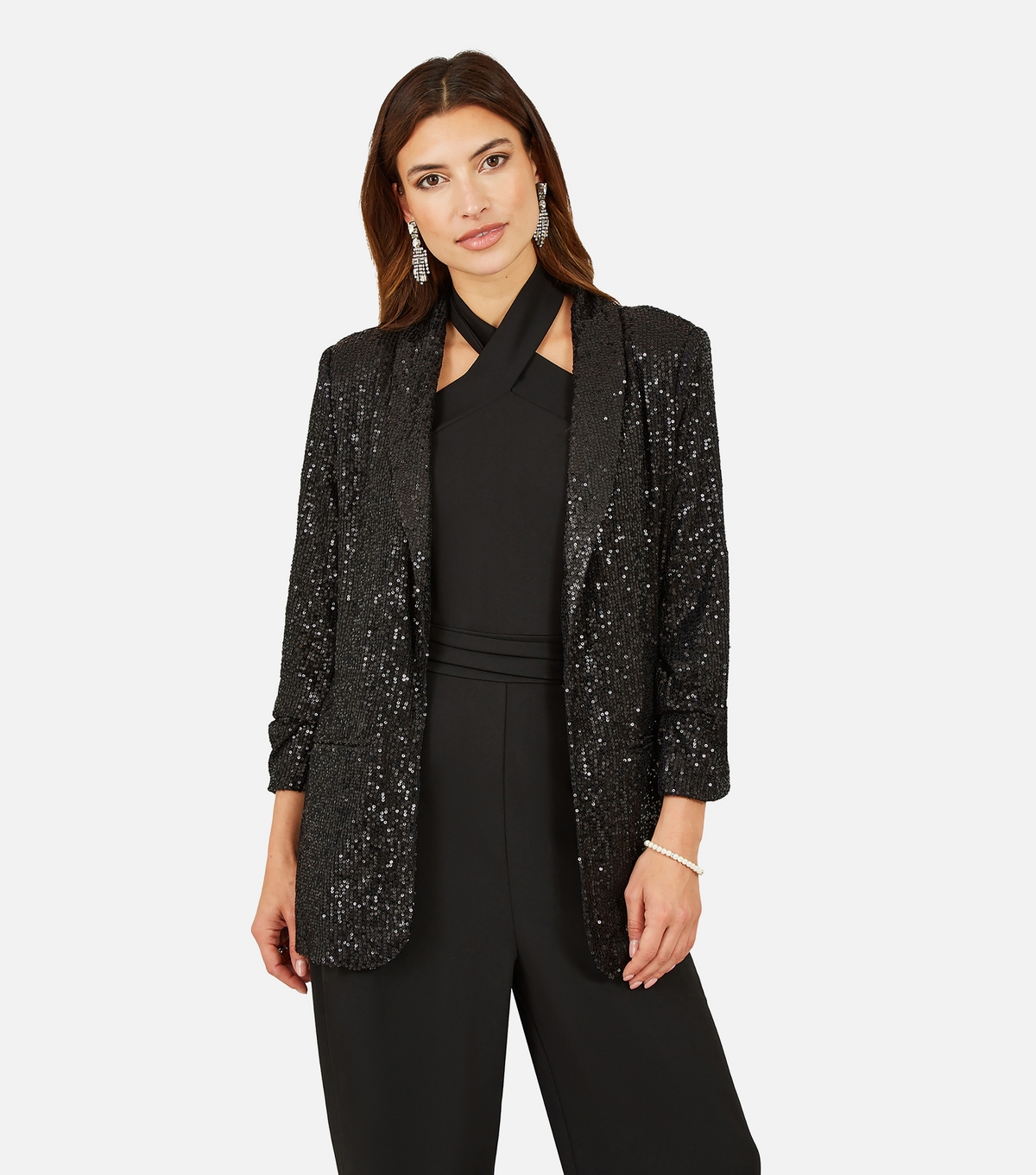 Women's Black Sequin Blazer Yumi New Look